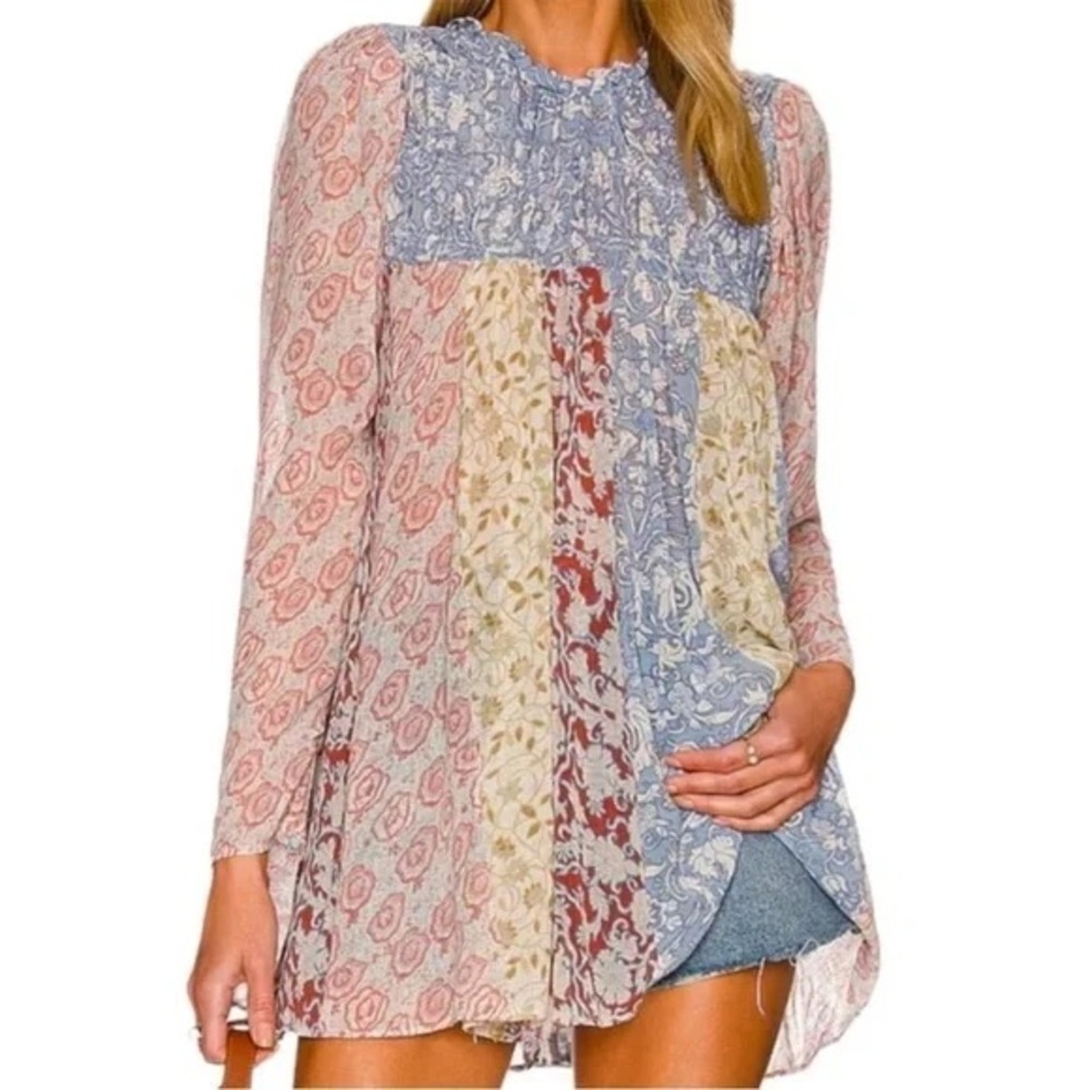Free People Multicolor Floral Long Sleeve Top